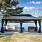 12 x 20' Heavy Duty Outdoor Backyard Hardtop Gazebo With Netting And Curtains, (97418352) - SAKSBY.com - Front View