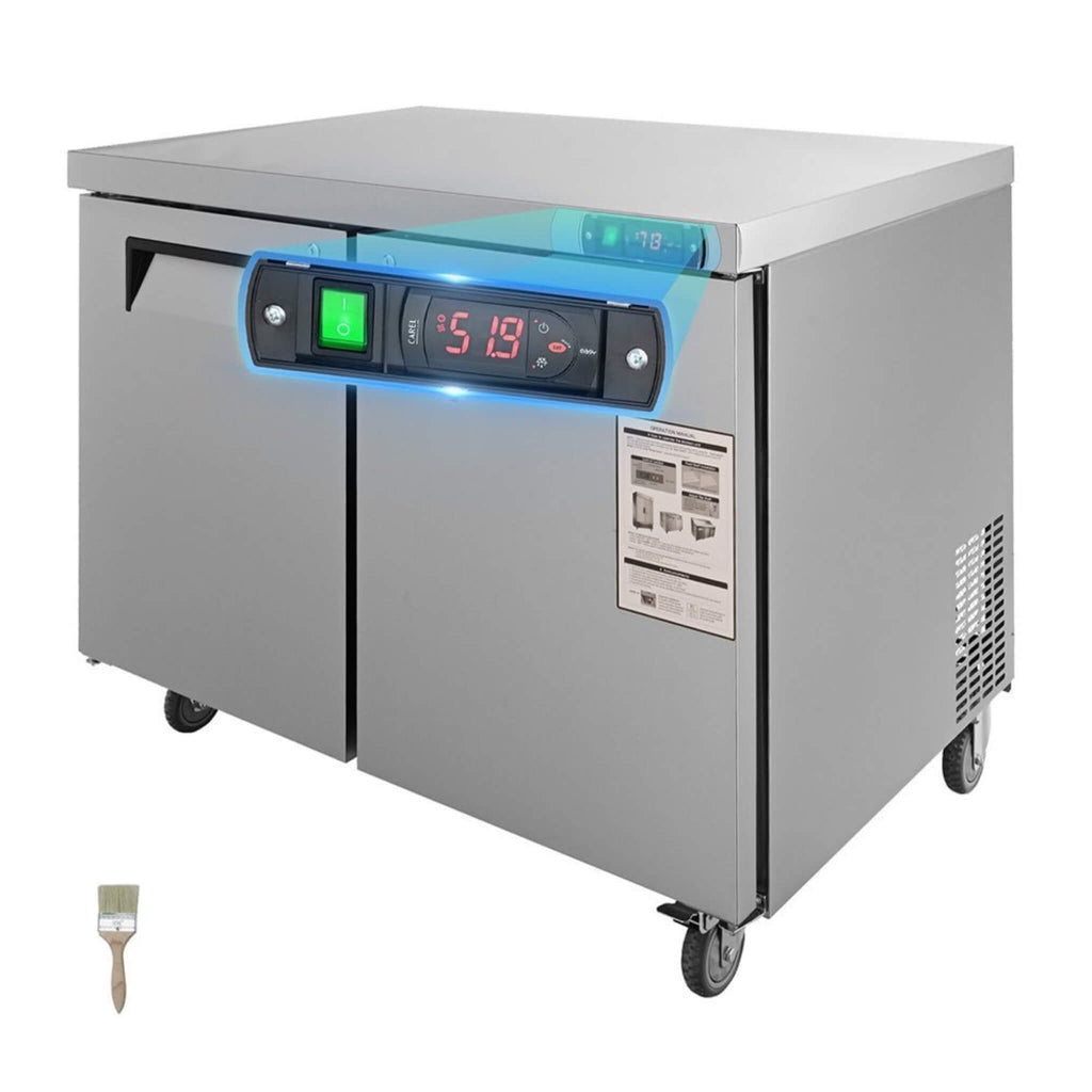 12.9 Cu.Ft 2 Door Commercial Stainless Steel Worktop Undercounter Refrigerator, 48" (SAK13725) - Saksby Wholesale - Digital Features View