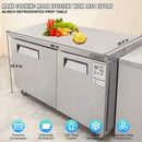 12.9 Cu.Ft 2 Door Commercial Stainless Steel Worktop Undercounter Refrigerator, 48" (SAK13725) - Saksby Wholesale - Dimensions View