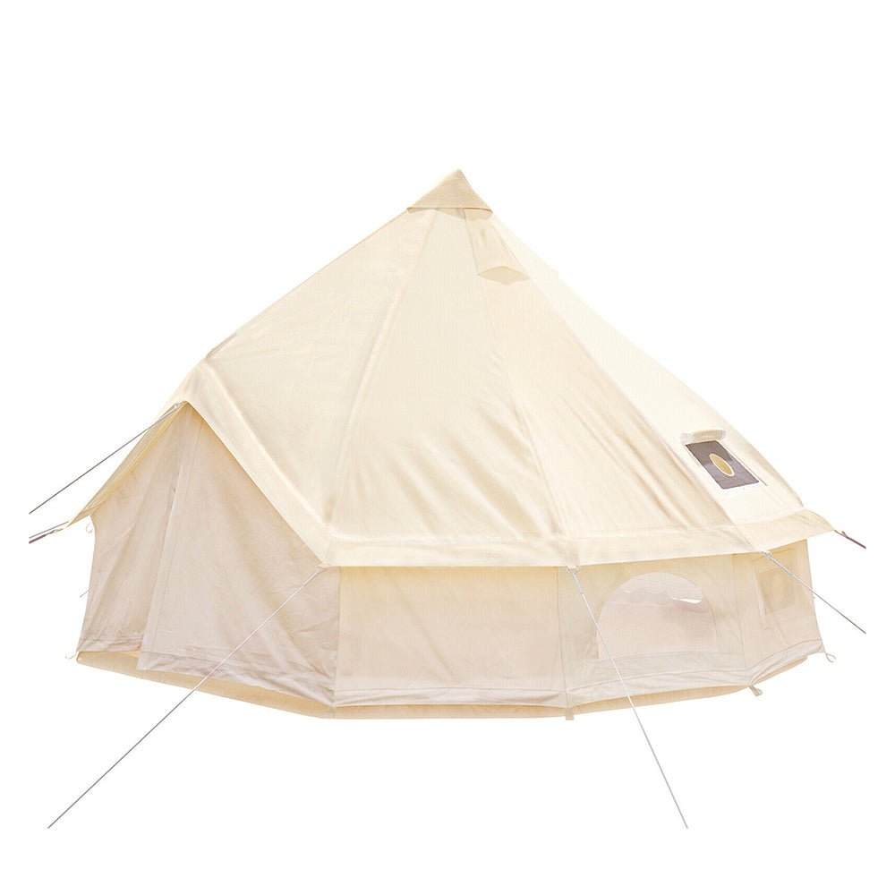13FT Outdoor Glamping Yurt Teepee Canvas Camping Bell Family Waterproof Tent W/ Stove Jack - Side View