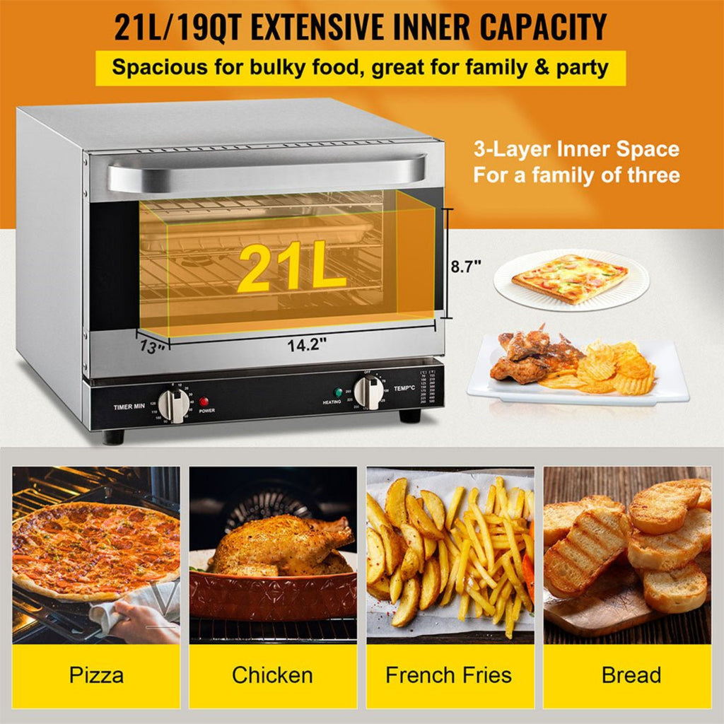 19 Qt Heavy Duty Commercial Stainless Steel Countertop Convection Toaster Oven (97251683) - Demonstration View