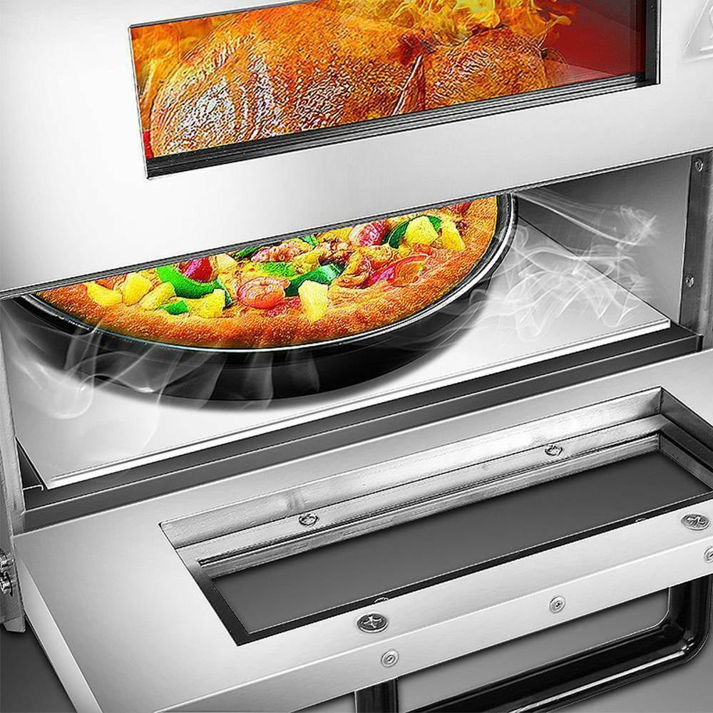3KW Premium Electric Commercial Stainless Steel Double Deck Pizza Oven (98620571) - SAKSBY.com - Pizza Ovens - SAKSBY.com