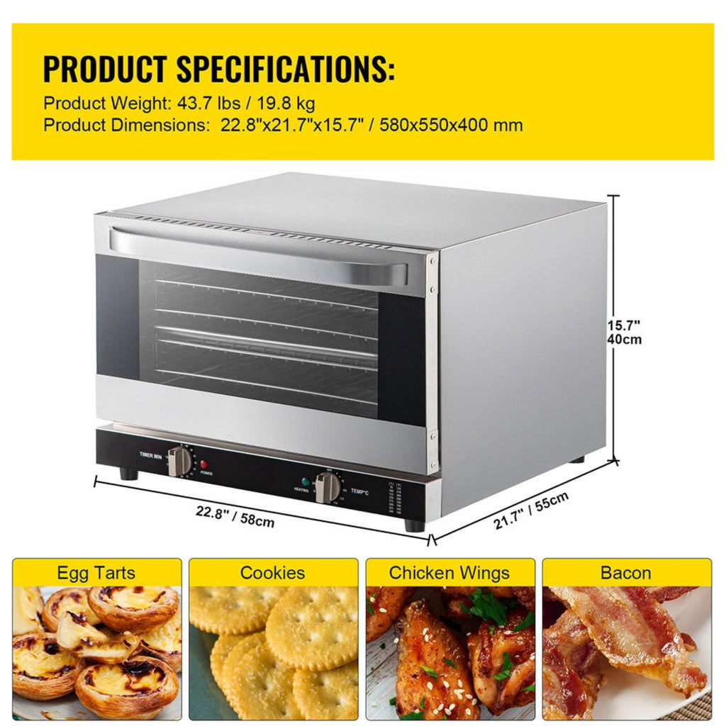 43Qt Heavy Duty Commercial Stainless Steel Countertop Convection Toaster Oven (97251483) - SAKSBY.com - Demonstration View