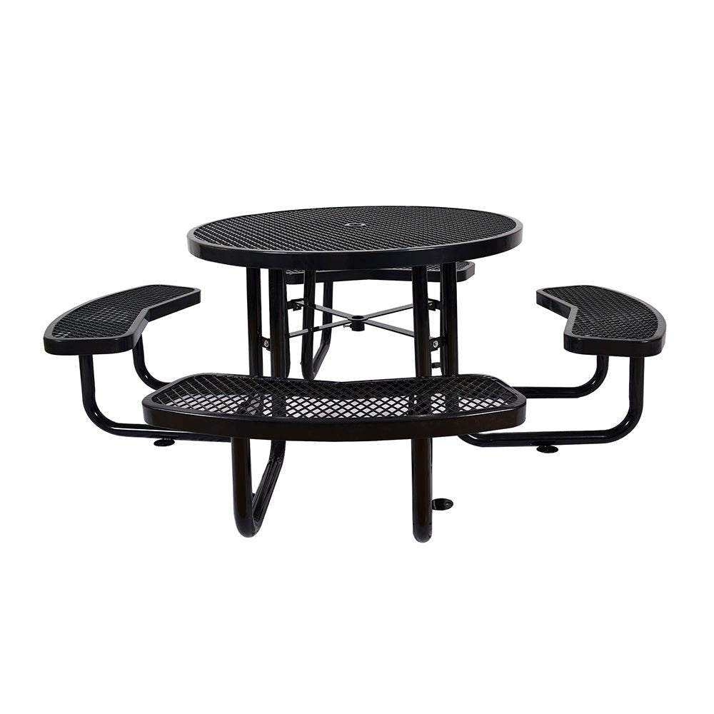 46" Heavy Duty Black Round Outdoor Steel Picnic Table With Umbrella Hole (96428163) - SAKSBY.com - Picnic Tables - SAKSBY.com