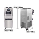 53" Freestanding 3 Flavors Commercial Soft Serve Yogurt Ice Cream Machine Maker With Auto Clean (SAK74031) - Saksby Wholesale - Product Dimensions