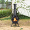 55" Outdoor Wood Burning Cast Iron Patio Fire Pit Chiminea With Cover, Black (94713625) - SAKSBY.com -Front View