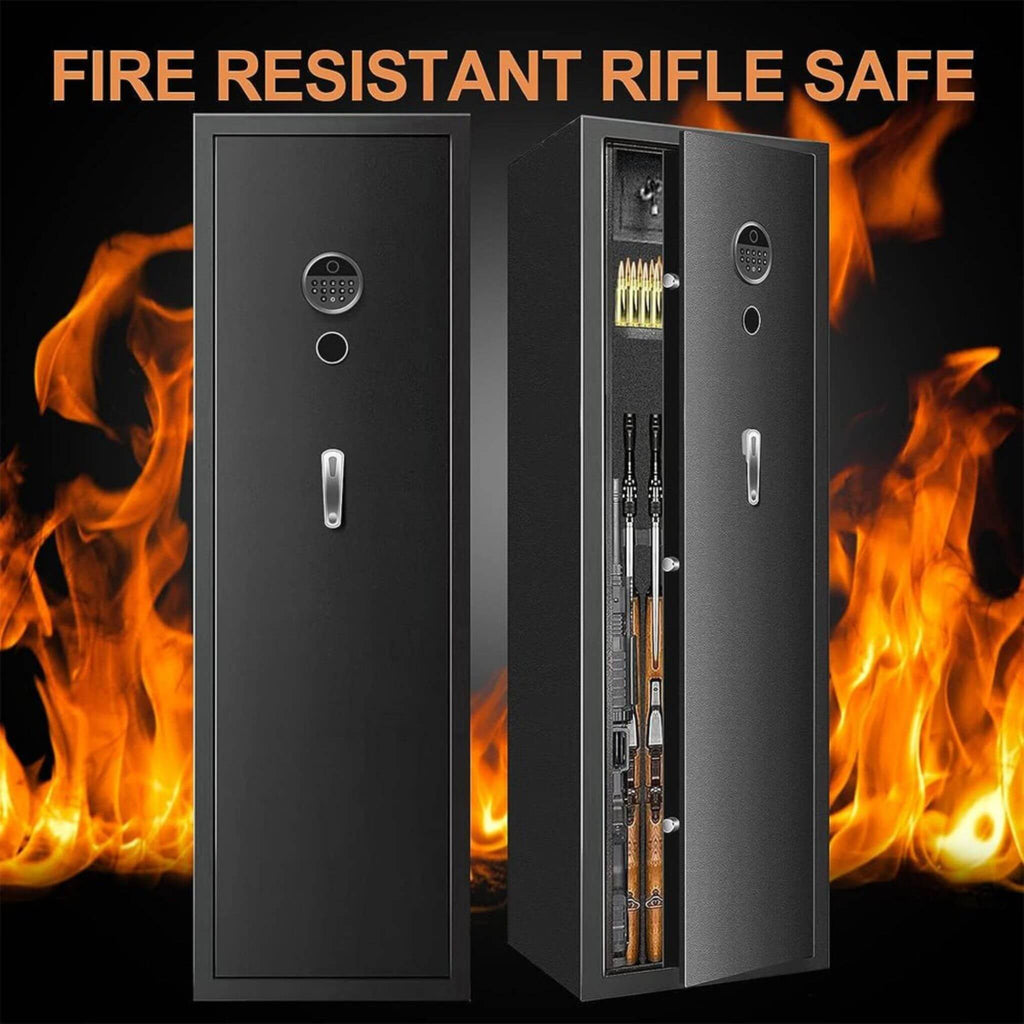 57" Heavy Duty Anti-Theft Fireproof Biometric Gun Rifle Pistol Safe For Home, 11-12 Guns (SAK53816) - Saksby Wholesale - Fire Resistant Feature