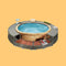 9FT Premium Round Outdoor Rattan Hot Tub Surround Frame With Storage Compartment, Gray (96315274) - SAKSBY.com - Full View