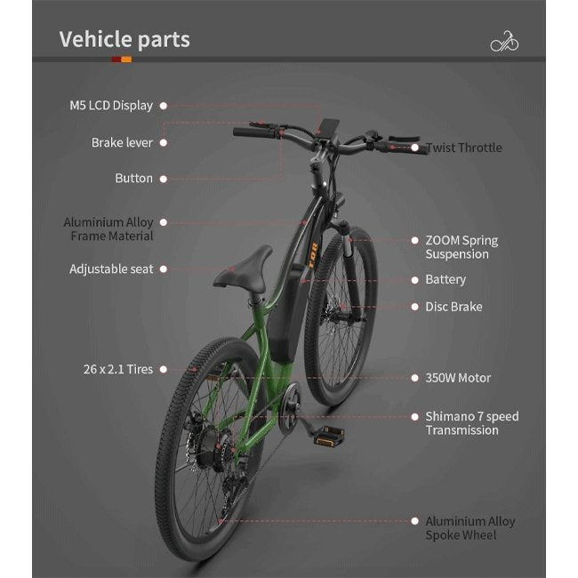 AOSTIRMOTOR A350 36V/10Ah 350W Urban Electric Commuter Bike, 26'' - SAKSBY.com - Electric Bicycles - SAKSBY.com