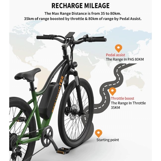 AOSTIRMOTOR A350 36V/10Ah 350W Urban Electric Commuter Bike, 26'' - SAKSBY.com - Electric Bicycles - SAKSBY.com