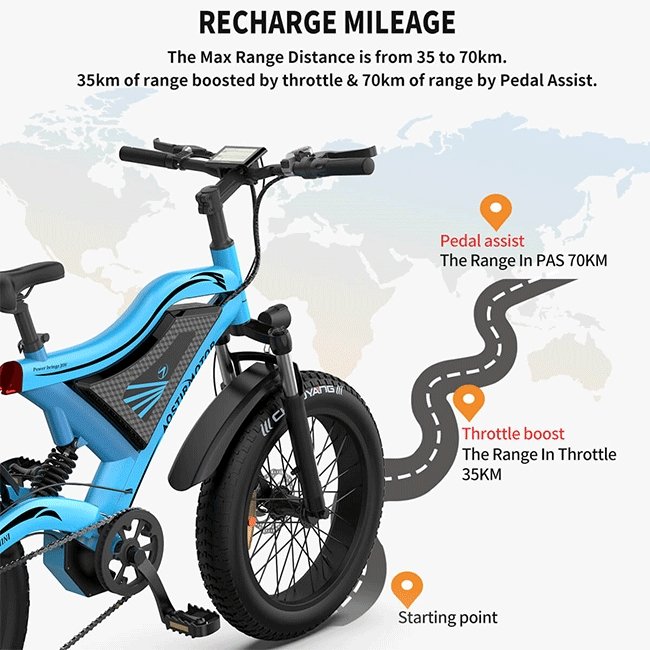 AOSTIRMOTOR S18-Mini 48V15Ah 500W Fat Tire Electric Mountain Bike, 20'' - SAKSBY.com - Electric Bicycles - SAKSBY.com