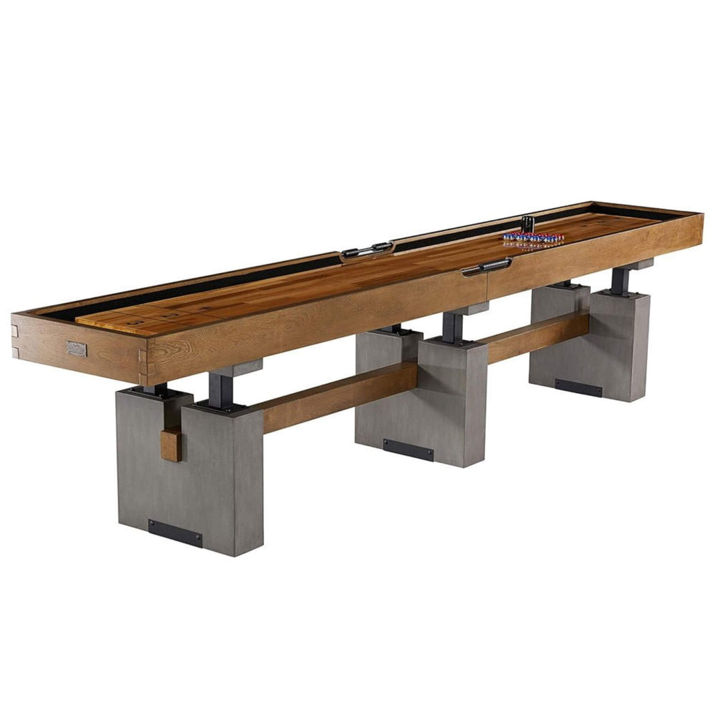 Barrington Urban Shuffleboard Table Collection With Pucks For Family Game Rooms (SAK53286) - Saksby Wholesale - Front Left View