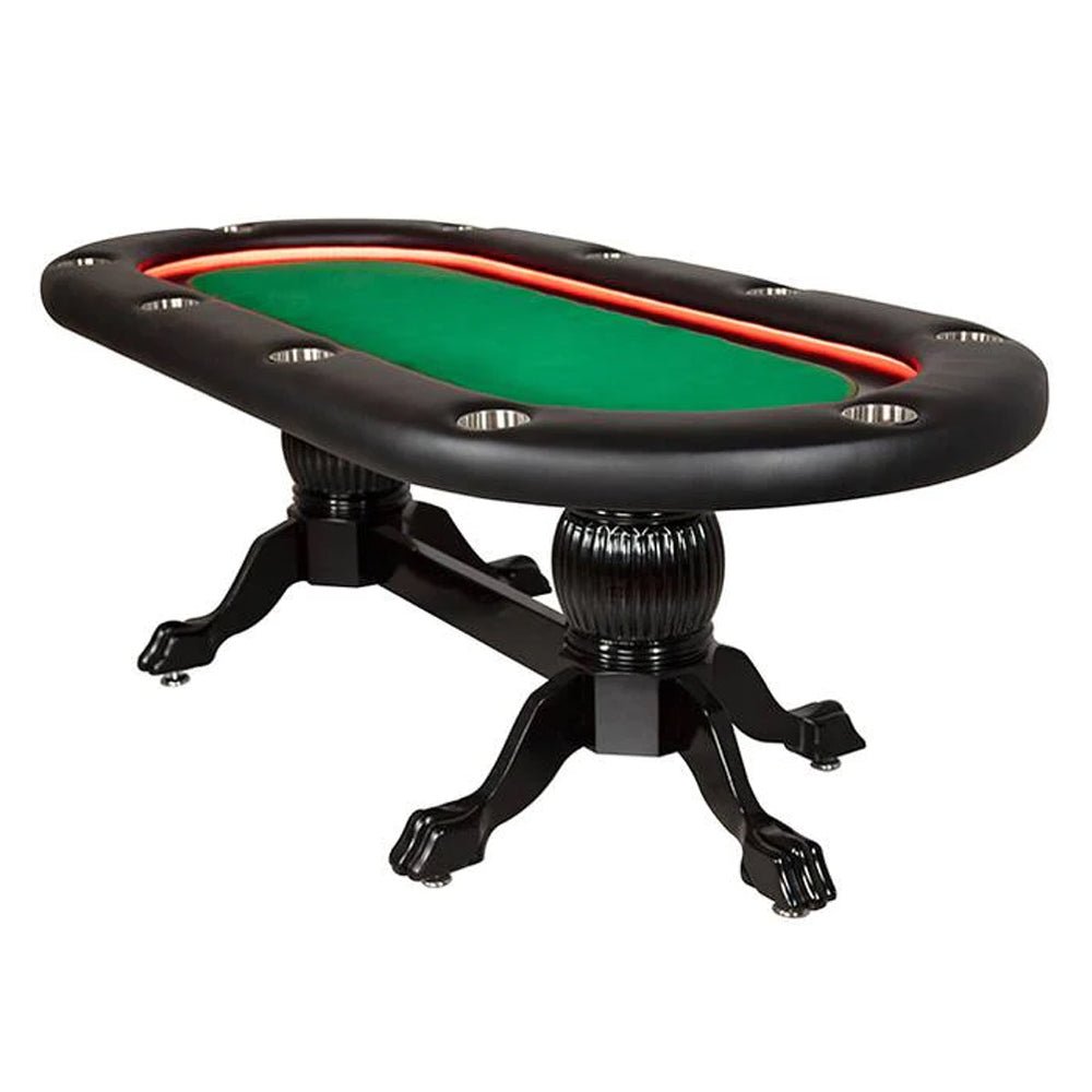 BBO POKER TABLES ELITE ALPHA 10-Player LED Illuminated Premium Poker Table (97538021) - SAKSBY.com -Front View