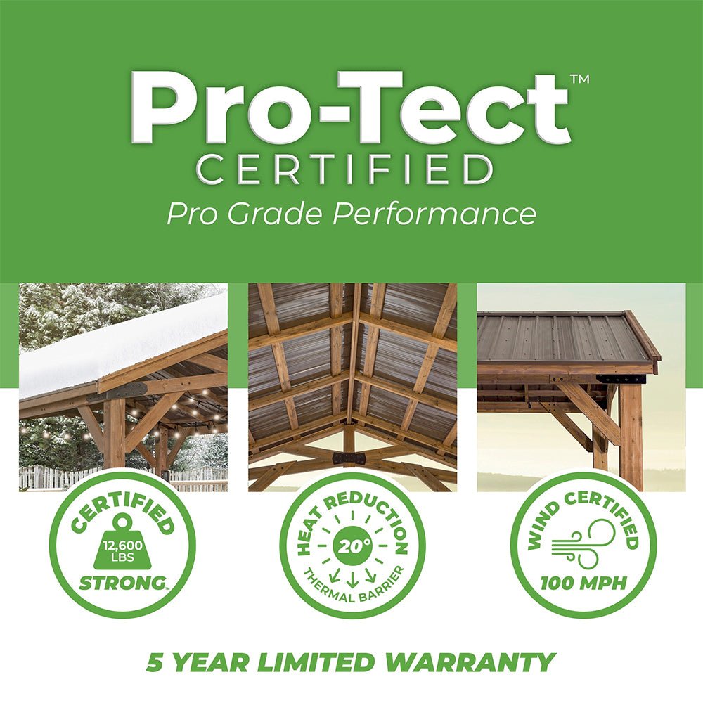 BYD Premium All Cedar Wooden Carport Pavilion Gazebo With Sloped Hardtop Steel Roof, 20x12FT (92758314) - SAKSBY.com - Sheds, Garages & Carports - SAKSBY.com