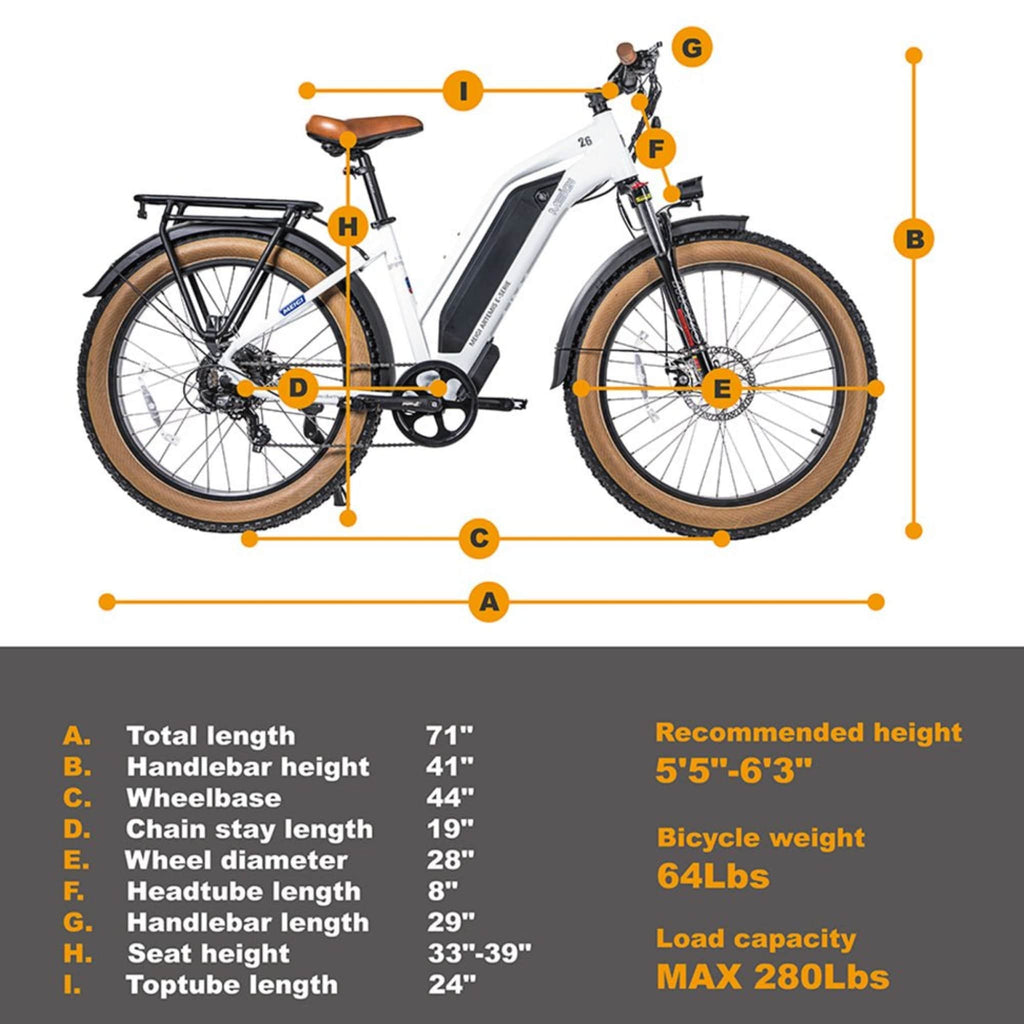 DWMEIGI ARTEMIS 26" 48V/16Ah 750W Fat Tire Electric Bike, 280LBS - SAKSBY.com - Features, Text View