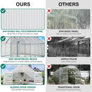 Extra Large Heavy Duty Polycarbonate Aluminum Greenhouse With Sliding Doors And Vents, 10x12x8FT Zoom Parts View