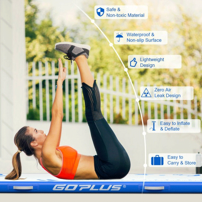 GOPLUS Heavy Duty Inflatable Gymnastic Tumbling Air Mat W/ Electric Pump, 10FT - SAKSBY.com - Gymnastics Mats - SAKSBY.com