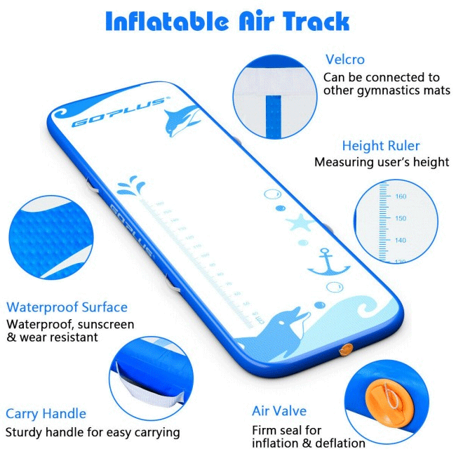 GOPLUS Heavy Duty Inflatable Gymnastic Tumbling Air Mat W/ Electric Pump, 10FT - SAKSBY.com - Gymnastics Mats - SAKSBY.com