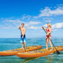 GOPLUS Inflatable Stand Up Surfboard Paddle Board W/ SUP Aluminum Paddle, 10.5FT - SAKSBY.com - Demonstration View