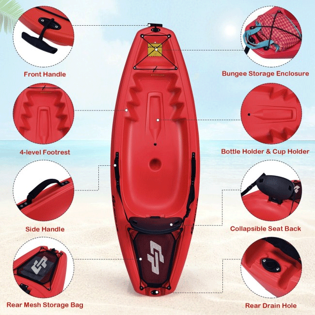 GOPLUS Premium Youth Sit On Top Kayak W/ Paddles & Folding Backrest, 6FT - SAKSBY.com - Kayaks - SAKSBY.com