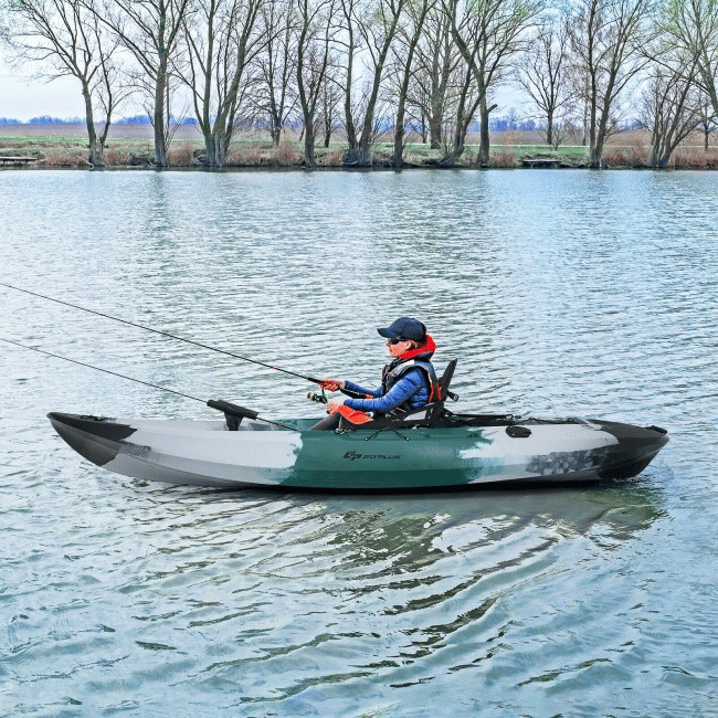 GOPLUS Sit-On-Top Fishing Kayak Canoe With Fishing Rod Holders