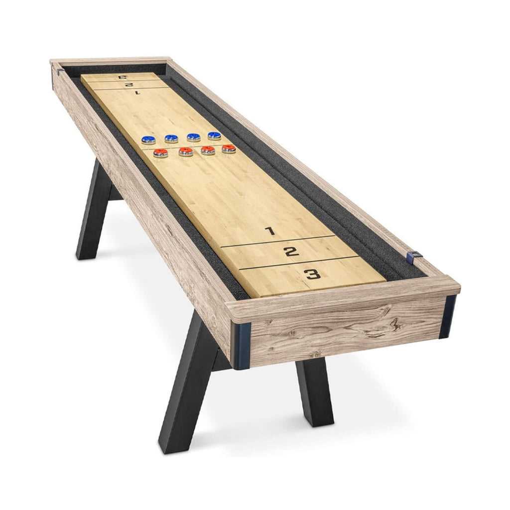 Gosports Premium Shuffleboard Table Set For Game Rooms With Pucks, Wax, And Brush, 9FT (SAK75134) - Saksby Wholesale - Side View