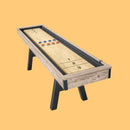 Gosports Premium Shuffleboard Table Set For Game Rooms With Pucks, Wax, And Brush, 9FT (SAK75134) - Saksby Wholesale - Front Right View