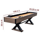 Hathaway Excalibur Rustic Shuffleboard Table With Leg Levelers, 9FT (SAK47512) - Saksby Wholesale - Dimension View