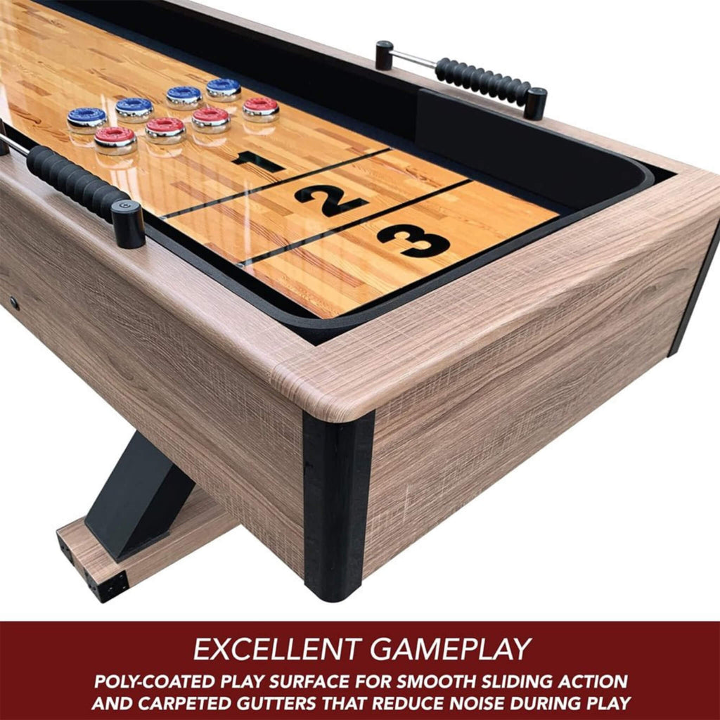 Hathaway Excalibur Rustic Shuffleboard Table With Leg Levelers, 9FT (SAK47512) - Saksby Wholesale - Material Frame View