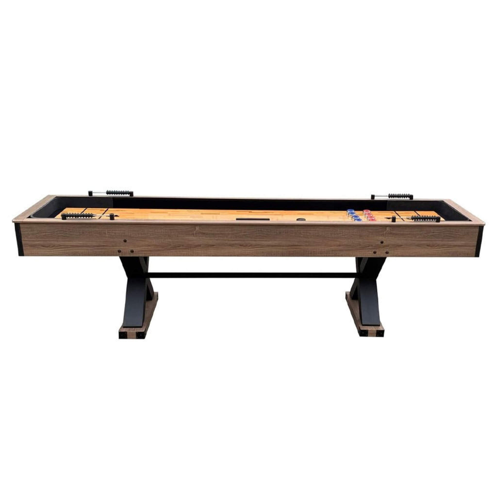 Hathaway Excalibur Rustic Shuffleboard Table With Leg Levelers, 9FT (SAK47512) - Saksby Wholesale - Side View