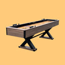 Hathaway Excalibur Rustic Shuffleboard Table With Leg Levelers, 9FT (SAK47512) - Saksby Wholesale - Yellow Background View