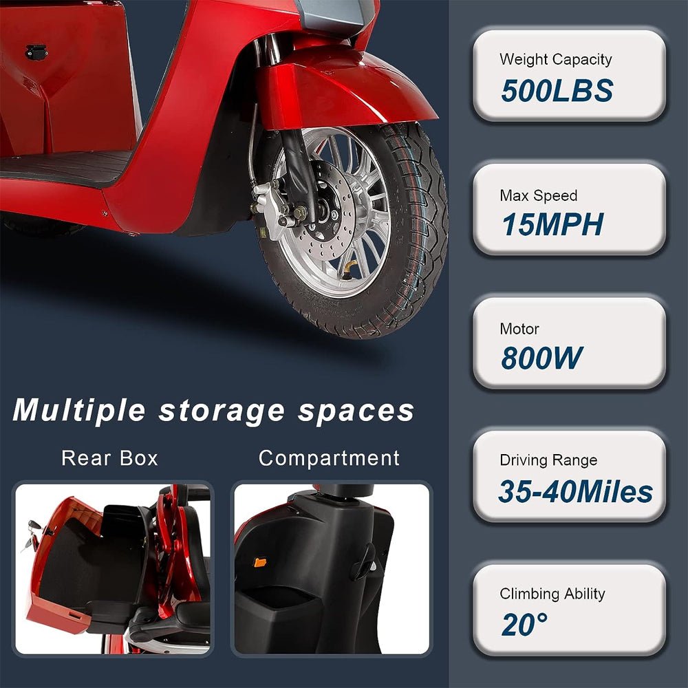 Heavy-Duty All-Terrain Electric Powered Mobility Scooter For Seniors & Adults, 800W (96314725) - Zoom Parts View
