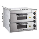 Heavy Duty Electric Indoor Commercial Countertop Double Deck Pizza Oven, 2000W (SAK36147) SAKSBY - Dimensions View