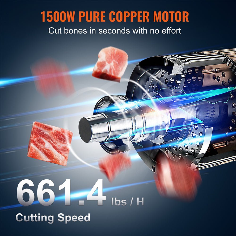 Heavy Duty Electric Stainless Steel Countertop Bone Cutting Machine, 1500W (92413758) - SAKSBY.com -Demonstration View