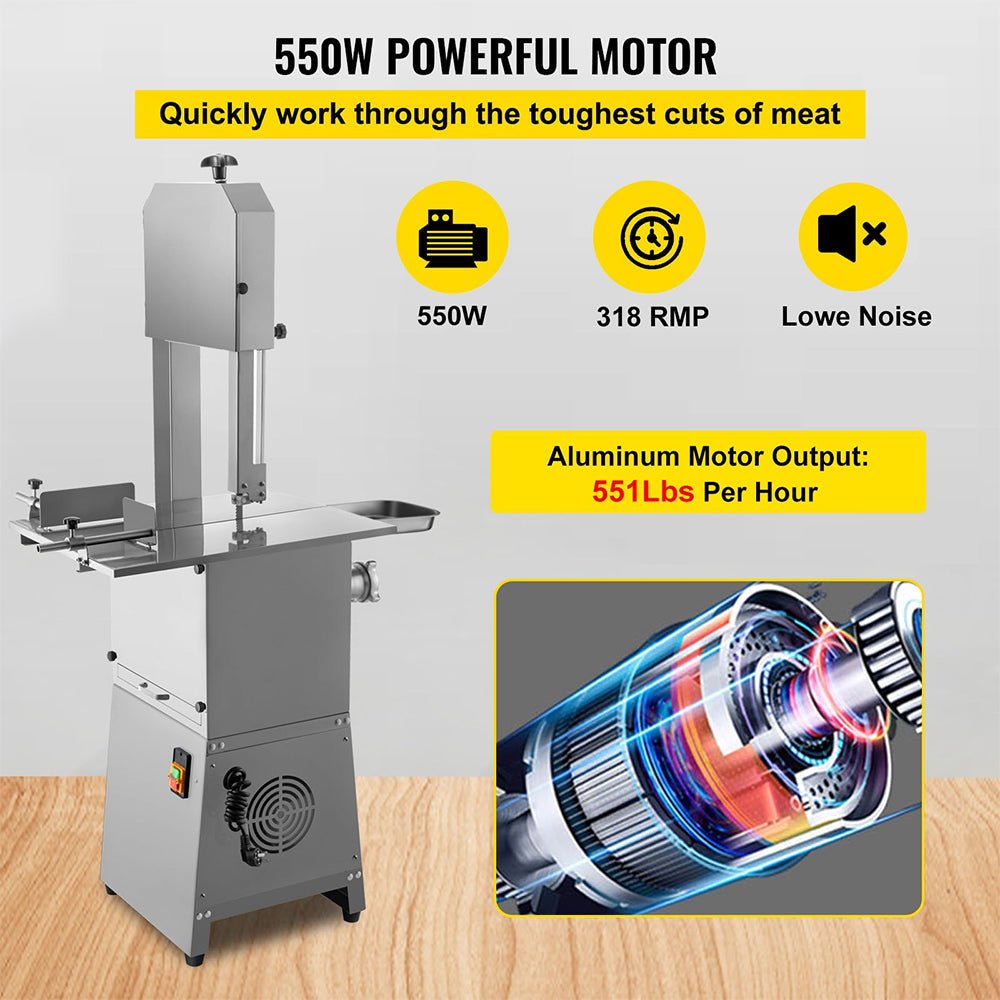 Heavy Duty Industrial Electric Meat Bandsaw Bone Cutting Machine, 550W (92847410) - SAKSBY.com - Bone Band Saw - SAKSBY.com