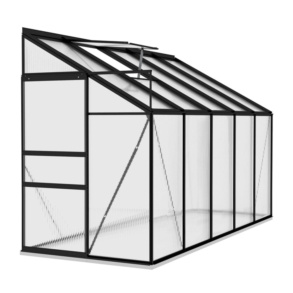 IKY Premium Anthracite Aluminum Walk-In Greenhouse With Galvanized Base Frame, 4x10FT (95247513) - SAKSBY.com - Greenhouses - SAKSBY.com