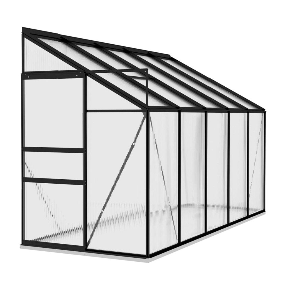 IKY Premium Anthracite Aluminum Walk-In Greenhouse With Galvanized Base Frame, 4x10FT (95247513) - SAKSBY.com - Greenhouses - SAKSBY.com