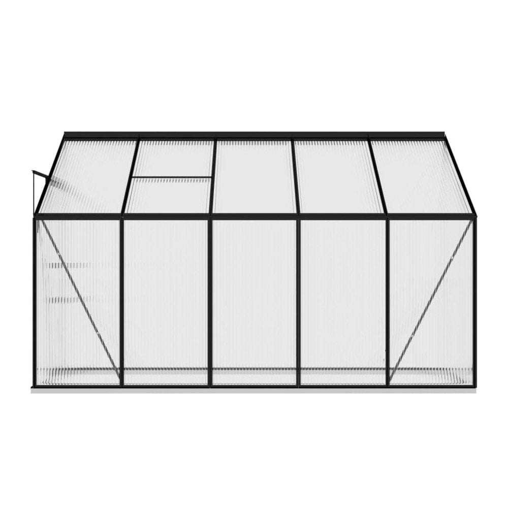 IKY Premium Anthracite Aluminum Walk-In Greenhouse With Galvanized Base Frame, 4x10FT (95247513) - SAKSBY.com - Greenhouses - SAKSBY.com