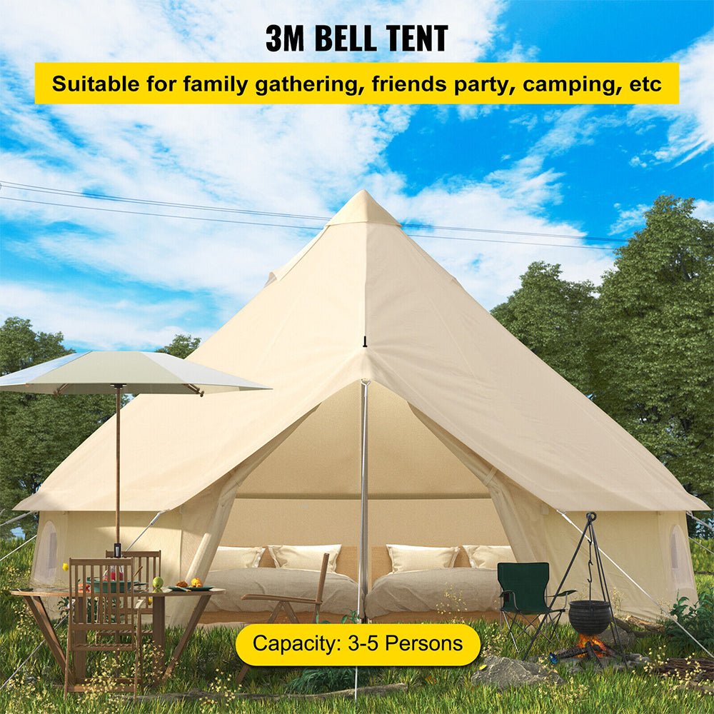 Large 10 Feet Outdoor Luxury Glamping Yurt Teepee Canvas Camping House W/ Stove Jack (91283645) - Front View