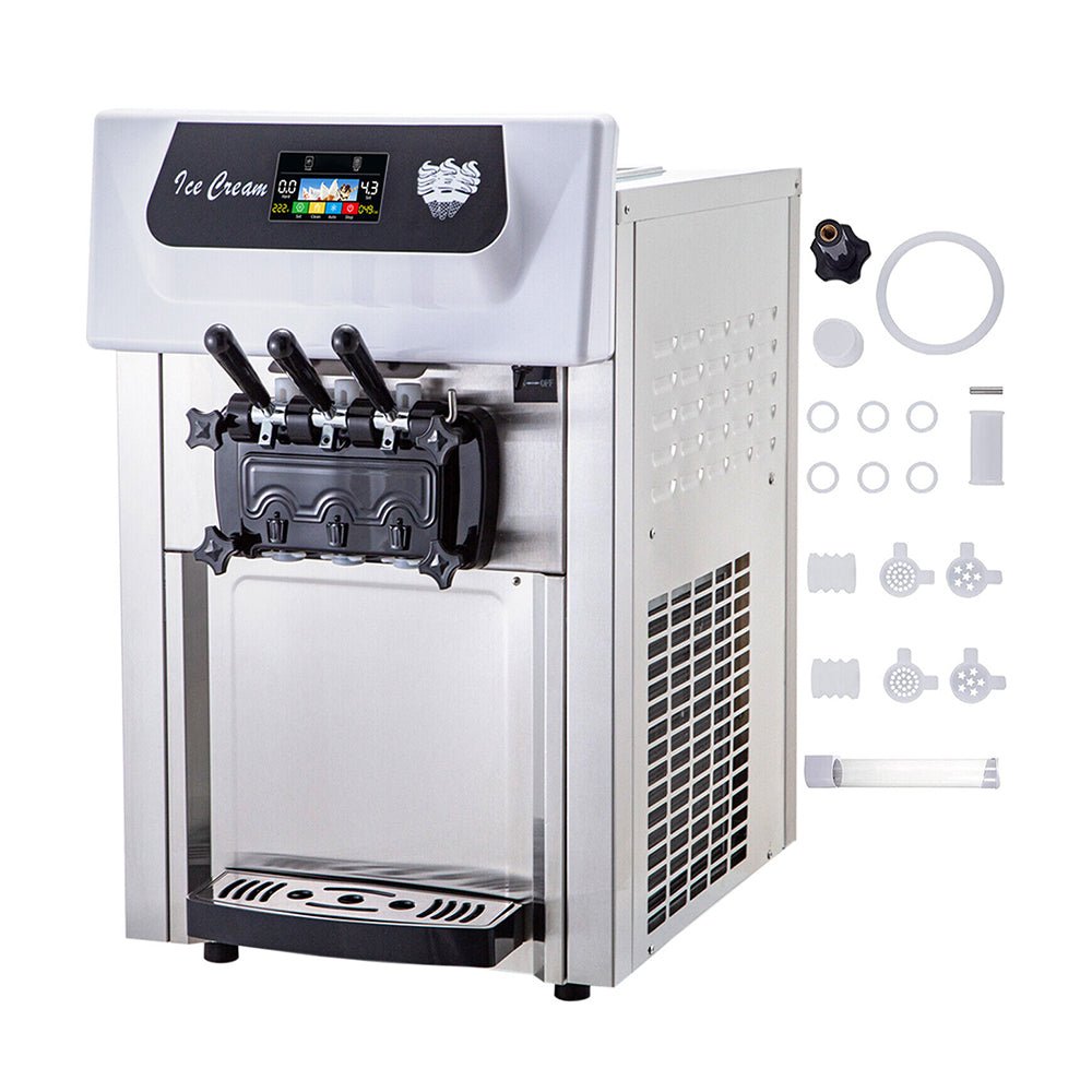 Large Double Hopper Commercial Soft Serve Ice Cream Maker Machine W/ 3 Flavors, 18-28 L/H (98371425) - SAKSBY.com -Parts View