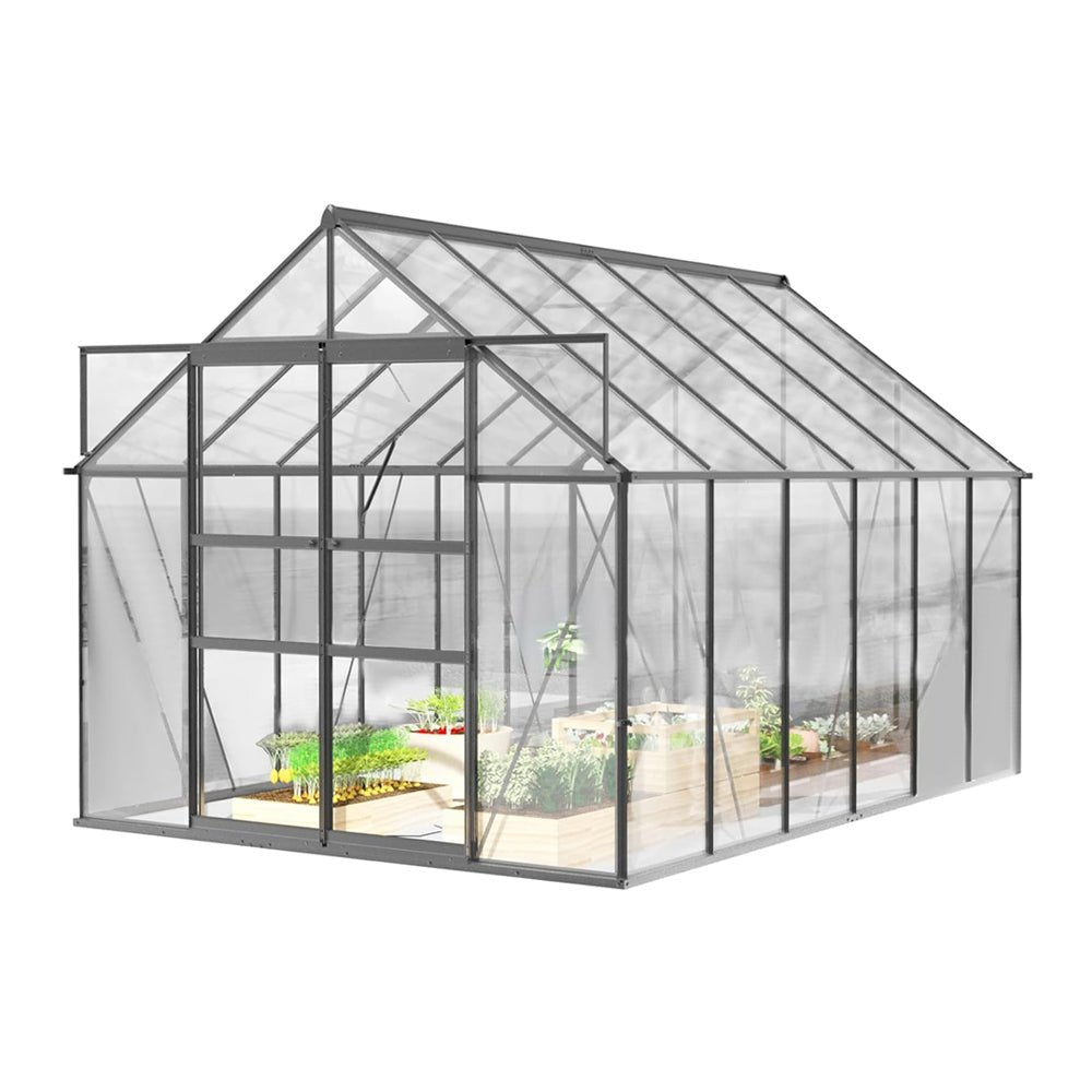 Large Heavy Duty Outdoor Walk-In Polycarbonate Greenhouse Kit With Adjustable Vents And Sliding Doors, 12x8FT (95736851) - SAKSBY.com - Greenhouses - SAKSBY.com