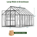 Large Heavy Duty Outdoor Walk-In Polycarbonate Greenhouse Kit With Adjustable Vents And Sliding Doors, 12x8FT (95736851) - SAKSBY.com - Greenhouses - SAKSBY.com