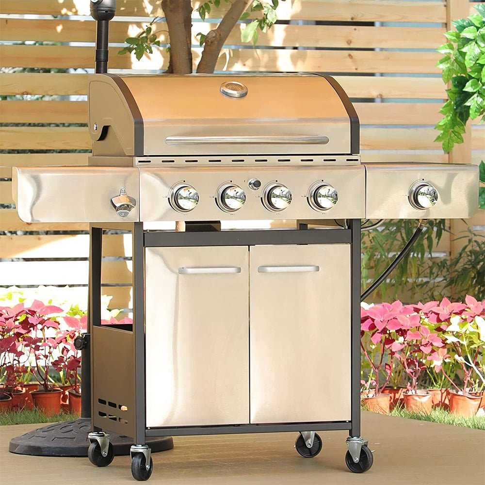 Large Outdoor BBQ Stainless Steel Propane Gas Grill With 4 Burners, 42K BTU (93564712) - Demonstration View