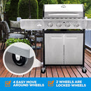 Large Outdoor BBQ Stainless Steel Propane Gas Grill With 4 Burners, 42K BTU (93564712) - Demonstration View
