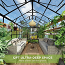 Large Premium Outdoor Aluminum Polycarbonate Greenhouse With Double Swing Doors, 12x8x7.5FT (92641573) - Demonstration View