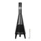 Modern Black 64" Outdoor Patio Wood Burning Chiminea Fireplace Fire Pit Heater With Poker (97352814) - Full View