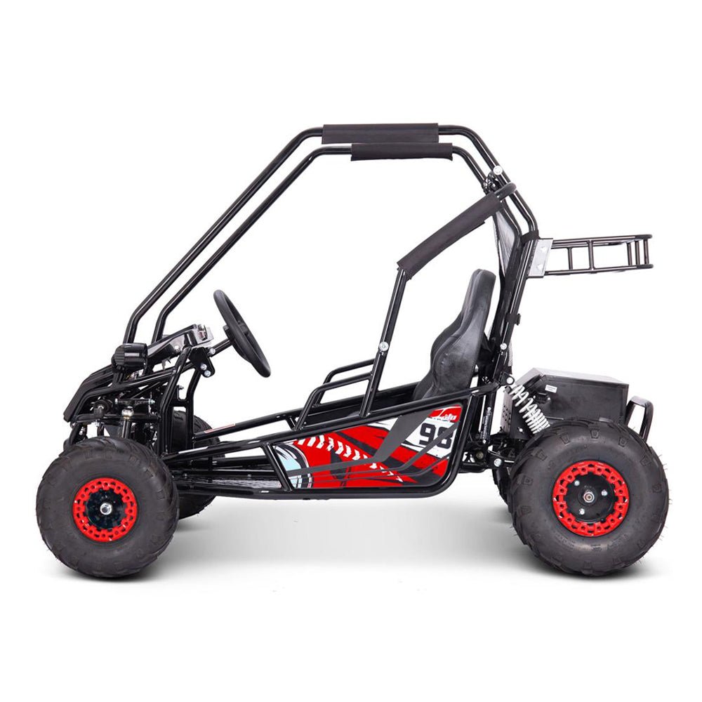 MOTOTEC Mud Monster XL Red 60V/20AH Electric Full Suspension Go Kart, 2000W (96351472) - SAKSBY.com - Side View