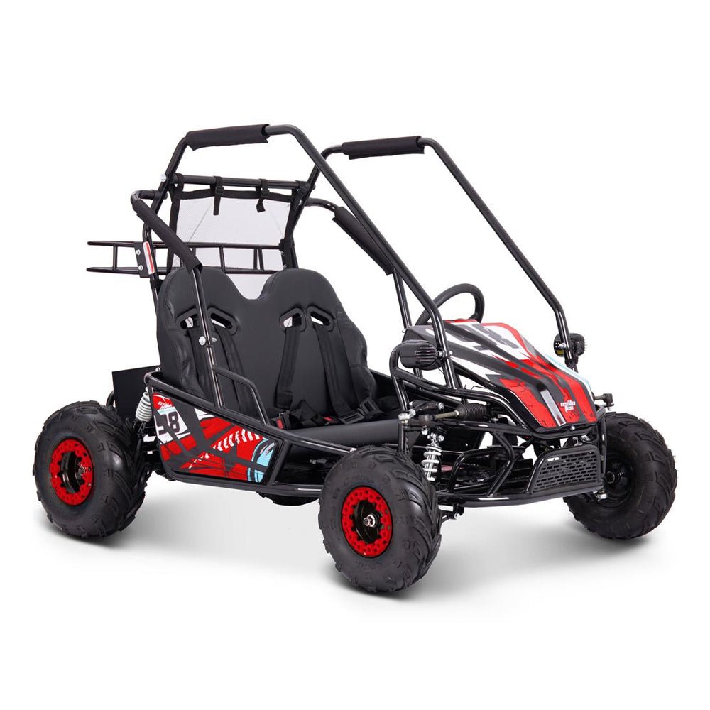 MOTOTEC Mud Monster XL Red 60V/20AH Electric Full Suspension Go Kart, 2000W (96351472) - SAKSBY.com - Side View