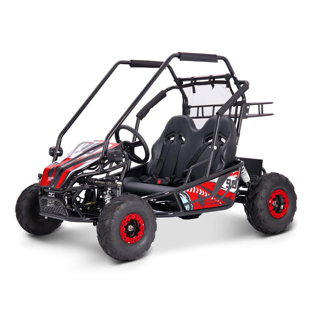 MOTOTEC Mud Monster XL Red 60V/20AH Electric Full Suspension Go Kart, 2000W (96351472) - SAKSBY.com - Side View