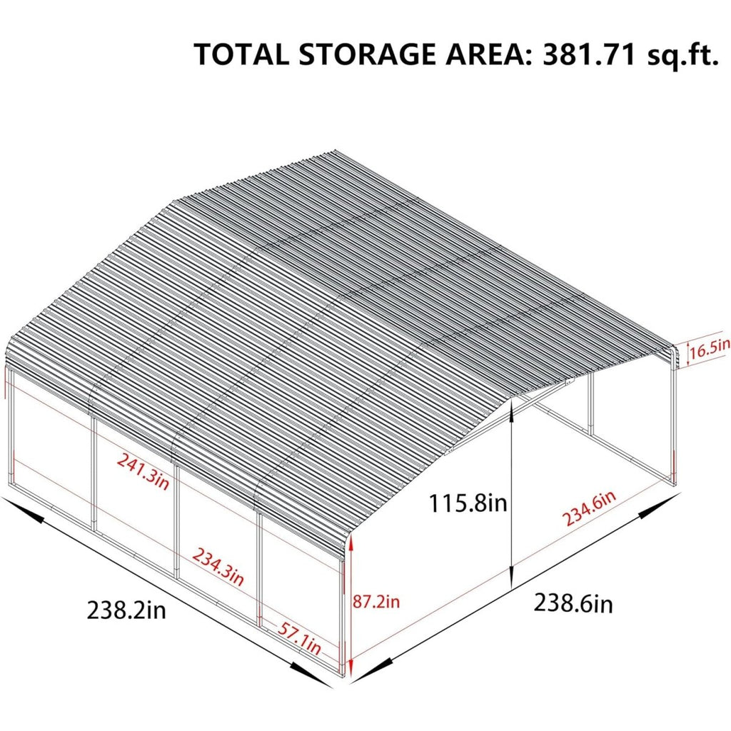 MPT Extra Large Premium Heavy Duty Outdoor Metal Carport Shelter, 20x20FT (97425861) - SAKSBY.com - Sheds, Garages & Carports - SAKSBY.com
